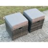Fimous Outdoor Rattan Garden Furniture Set with 3 Seater Sofa Coffee Table Side Table 2 Armchairs 3 Footstools Patio Lounge Sofa Set Dark Grey Mixed