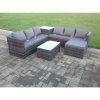 Fimous 7 Seater Rattan Corner Sofa Lounge Sofa Set With Oblong Coffee Table And Big Footstool