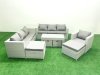 Fimous Outdoor Rattan Garden Furniture Set with Grey Cushions Luxury 11 Seater with Chair,Coffee Table and Side Table For Conservatory,Patio