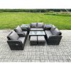 Fimous 9 Piece Rattan Garden Furniture Set Outdoor Patio Sofa, Table and Chairs Coffee Table 2 Small Footstools Ideal for Pool Side, Balcony, Outdoor and indoor Conservatory Patio Set
