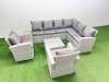 Fimous Rattan Garden Outdoor Furniture Set 8 Seater Rattan Garden Sofa Set with 2 Armchairs Light Grey Mixed