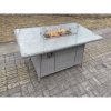 Fimous Light Grey Rattan Garden Furniture Set Gas Fire Pit Dining Set Heater Burner Lounge Sofa Chairs Outdoor
