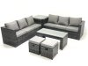 Fimous Garden Outdoor Rattan Furniture Set with Sofa Coffee table 2 Small Footstools Side Table Dark Grey Mixed
