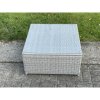Fimous Square Rattan Coffee Tea Side Table Indoor Outdoor Use Garden Furniture Accessory Patio Light Grey