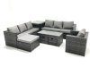Fimous Outdoor Garden Furniture Set 10 Seater Rattan Sofa Set with Coffee Table 3 Footstools Armchair Side Table Dark Grey Mixed