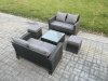 Fimous Rattan Garden Furniture Set 5 piece Patio Rattan Furniture Sofa Weaving Wicker includes 2 Double Seat Sofa, Coffee Table and 2 Small Footstools