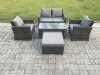 Fimous Outdoor Rattan Garden Furniture Set 5 Seater Patio Lounge Sofa Set with Coffee Table Big Footstool Dark Grey Mixed