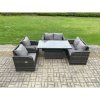 Fimous Rattan Furniture Outdoor Garden Dining Set Patio Height Adjustable Rising lifting Table Love Sofa Chair Set
