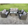 Fimous 7 Seater Dark Grey PE Wicker Rattan Garden Furniture Set Reclining Chair Love Seat 3 Seater Sofa Set Outdoor Rectangular Coffee Table