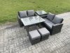 Fimous Garden Furniture Sets 6 Pieces Wicker Rattan Furniture Manual Wicker Patio Sofa Patio Conversation Set with Side Table 2 Small Footstools Dark Grey Mixed