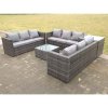 9 Seater U Shape Rattan Garden Furniture Set Patio Outdoor Lounge Sofa With Footstool Dark Grey Mixed