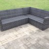 Fimous High Back Grey Mixed Outdoor garden furniture Rattan Corner Sofa Dining Set Table 6 Seater right corner