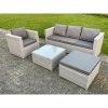 Fimous 5 Seat Light Grey Lounge Outdoor PE Rattan Garden Furniture Set Wicker Sofa Set Square Coffee Table With Armchair