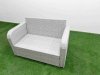 Fimous 7 Seater PE Wicker Rattan Furniture Sofa Sets with Oblong Coffee Table 2 Seater Love Sofa Big Footstool 2 Side Table Light Grey