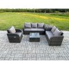 Fimous Rattan Garden Furniture 5 Piece Patio Set With Table Sofa Square Coffee Table Reclining Chair Loveseat sofa Side Table