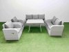 Fimous PE Rattan Garden Furniture Set Outdoor Rectangular Dining Table Sofa Set Light Grey