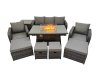 Fimous Garden Outdoor Rattan Furniture Set Rattan Reclining Chair 3 Seater Sofa with 4 Stools Side Table Dark Grey Mixed
