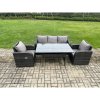 Fimous Rattan Garden Furniture 4 Piece Grey Patio Furniture Set Patio Conservatory 5 Seater Set Outdoor Rectangular Table and Chairs