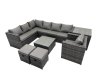 Fimous Rattan Garden Furniture Patio Furniture Sets with Corner Sofa Chair Square Coffee Table Side Table 2 Small Footstools Dark Grey Mixed