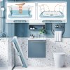Fimous Foldable Adult Bathtub Body Spa Freestanding Soaking Tub Non-Slip Bathing Shower for Bathroom Blue