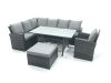 Fimous 8 Seater Garden Rattan Furniture Corner Dining Set with Big Footstool Indoor Outdoor Lounge Sofa Set Dark Grey Mixed
