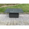 Fimous Outdoor Rattan Furniture Garden Dining Set Height Adjustable Rising lifting Table Love Sofa Set With Side Table Dark Grey Mixed