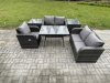 Fimous 6 Pieces Outdoor Garden Dining Sets Rattan Furniture With Dining Table Armchairs Love Sofa 2 Side Tables Dark Grey Mixed