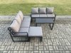 Fimous Aluminium 4 Pieces Outdoor Garden Furniture Lounge Sofa Set with Oblong Coffee Table Big Footstool Dark Grey