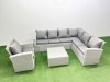 Fimous Rattan Garden Outdoor Furniture Set 7 Seater Rattan Garden Sofa Set with Armchair Light Grey Mixed