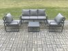 Fimous Aluminium Outdoor Garden Furniture Set Lounge Sofa 2 PC Chairs Square Coffee Table Sets Dark Grey