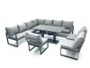 Fimous 10 Seater Outdoor Aluminum Garden Furniture Set Corner Sofa Rising Lifting Dining Table Sets Dark Grey
