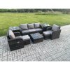 Fimous Patio Garden Furniture Sets Wicker 7 Seater Outdoor Rattan Furniture Sofa Sets with Square Coffee Table 2 Side Tables 2 Small Footstools
