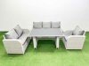 Fimous Rattan Outdoor Table Reclining Chair Sofa Set Light Grey 6 Seater