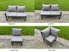 Fimous 10 Pieces Aluminium Garden Furniture Set with Cushions, Patio Furniture Set with Adjustable Rising Lifting Dining Table 3 Footstools Dark Grey