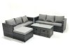 Fimous Garden Outdoor Rattan Furniture Set with Sofa Coffee table 3 Footstools Dark Grey Mixed