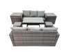Fimous Garden Rattan Outdoor Furniture Set 8 Seater with 3 Seater Sofa 2 Side Table 2 Small Stools Dark Grey