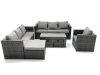 Fimous Outdoor Garden Furniture Set 10 Seater Rattan Sofa Set with Coffee Table 3 Footstools Armchair Dark Grey Mixed