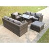 Fimous 8 Seater Lounge Rattan Sofa Dining Set Table Chair Garden Furniture Outdoor