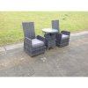 Fimous Dark Grey Mixed Outdoor Wicker Rattan Garden Furniture Reclining Chair And Table Dining Sets 2 Seater Bistro Round Table