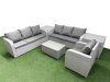 Fimous 7 Seater Poly Rattan Outdoor Garden Furniture Sofa Set Patio 3 Seater Sofa Reclining Chair 3 Seater Sofa 2 Side Table Light Grey