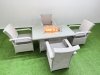 Fimous Outdoor Rattan Garden Furniture Set Patio 4 Chairs Plus Gas Fire Pit Table Sets Light Grey Mixed