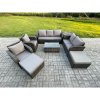 Fimous Patio Garden Furniture Sets Wicker 9 Seater Outdoor Rattan Furniture Sofa Sets with Rectangular Coffee Table Reclining Chair Loveseat Sofa 2 Side Tables 2 Big Footstool