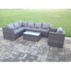 Fimous Dark Grey Mixed PE Rattan Corner Sofa Set Outdoor Garden Furniture Oblong Coffee Table Chair