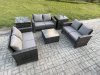 Fimous 6 PCS Outdoor Lounge Sofa Set Wicker PE Rattan Garden Furniture Set with Square Coffee Table Double Seat Sofa 2 Side Tables Dark Grey Mixed