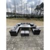 Fimous 10 Seater?Outdoor Lounge Rattan Sofa Set Garden Furniture Gas Firepit Set Heater Dining Table With Chair and 2 Coffee Table Dark Grey Mixed