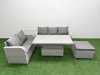 Fimous 6 Seater PE Rattan Wicker Garden Furniture Patio Conservatory Sofa Set with Adjustable Lifting Dining or Coffee Table 3 Seater Sofa Love Sofa Big Footstool Side Table