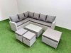Fimous Outdoor Rattan Garden Furniture Set 9 Seater Corner Sofa Sets with Square Coffee Table 3 Footstools Light Grey Mixed