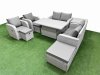 Fimous 9 Seater Outdoor Reclining Chair Love Sofa Set Rattan Garden Furniture Set with Adjustable Lifting Dining or Coffee Table 3 Stools Side Table Light Grey