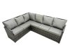 Fimous 9 Seat Poly Rattan Outdoor Patio Oblong Coffee Table Corner Sofa Set with Big Stool 2 Chairs for Garden Backyard Dark Grey Mixed