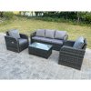 Fimous PE Rattan Garden Furniture Set Adjustable Chair Sofa Lounge Sofa Set Oblong Coffee Table